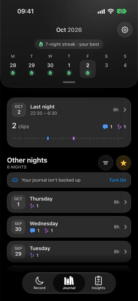 The Journal: a week of nights, each with the sounds it held